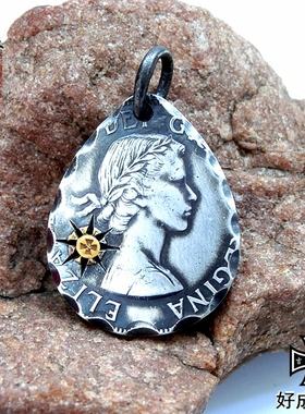 加拿大50分银币纯手工制做银吊坠