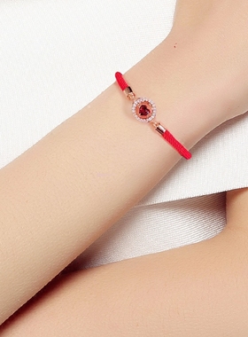 韩国爱心百搭幸运大红色手绳项链