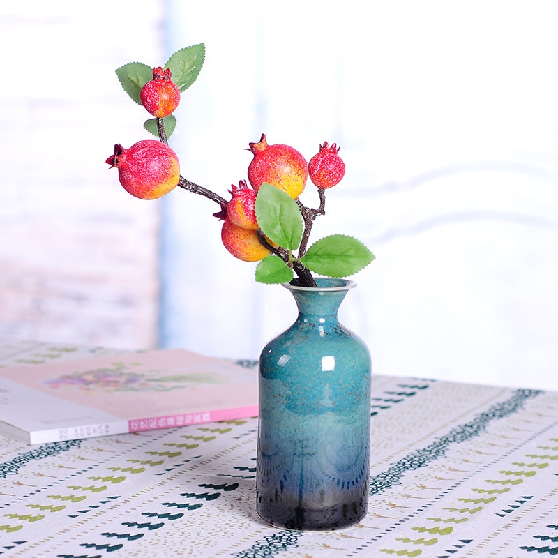 单支小石榴仿真果实客厅餐桌面茶几陶瓷花瓶发财果装饰品摆放花卉-图1