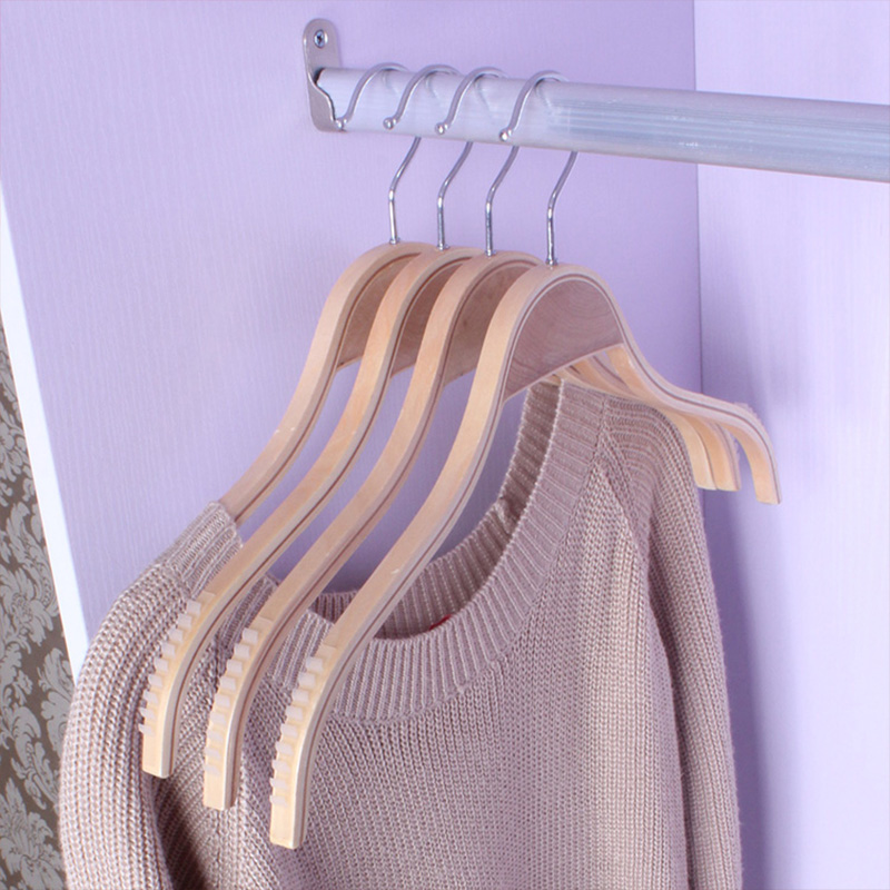 实木女士衬衫衣架防滑夹板木衣架现代简约服装店架子竹木衣架批发 - 图0