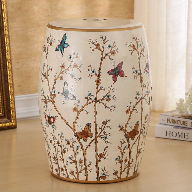 New Chinese and French style flower and bird porcelain pier and drum stool