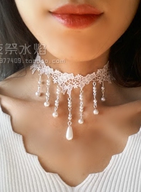 日韩风镂空蝴蝶花纹婚礼新娘项链