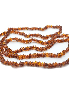 手工天然琥珀褐色双层项链