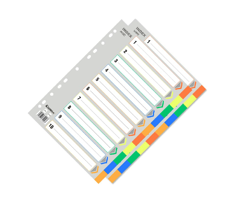 齐心IX902塑料分类纸十色索引纸隔页纸11孔PP彩色10页A4分页纸人事档案分类纸三孔分类纸齐心902 - 图0