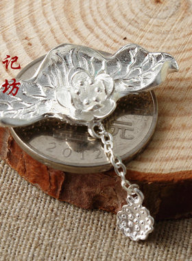 990纯银吊坠小荷花手工饰品小清