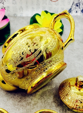 大口径茶壶财神佛堂金色开业礼品