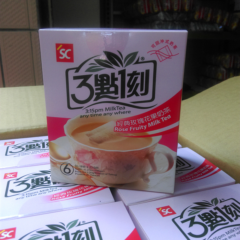 台湾三点一刻经典玫瑰花果奶茶100g进口冲泡饮品5小包入 - 图0