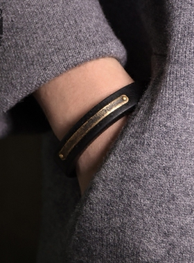 曲尾花黑檀木朋克风摇滚情侣手镯