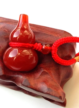 红玛瑙葫芦吊坠项链招财生日礼物