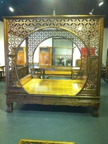 Golden Silk Nanmu Furniture Rack Bed Moon Cave Door Plus-size Bed Minqing Classical Double Bed Vaulted Door Guard Rail Zhen Nana