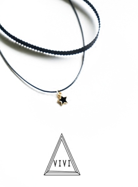 choker双层脖子饰品颈圈黑色项链