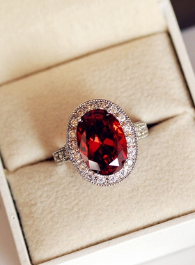 日韩时尚鸽子蛋锆石戒指夸张结婚