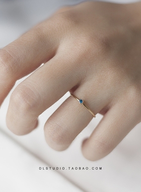 进口14k包金迷你戒指小圆祖母绿