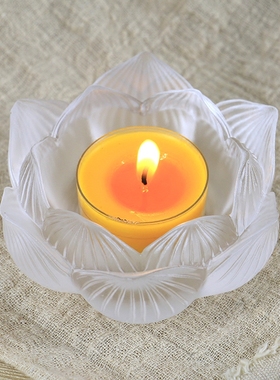 古法琉璃烛台供佛荷花灯