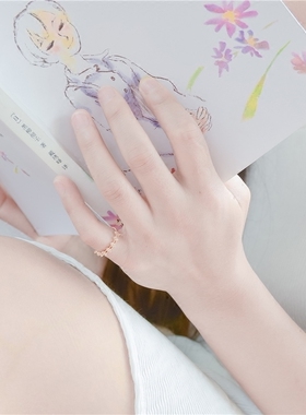 韩国饰品双层皓石微镶指环尾戒