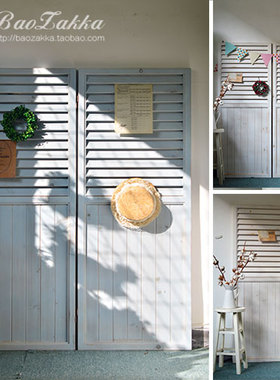 baozakka日式风旧木百叶咖啡摆件