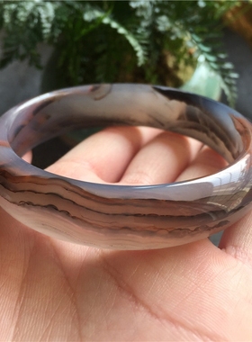 纯天然原色玉髓玛瑙水墨扁条手镯