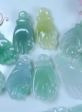 冰种a货翡翠福寿吉祥如意平安观音手一生相守玉佛手DIY玉饰品配件