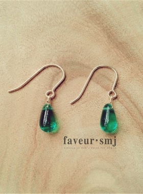faveur美国14k注金的蓝绿色耳环