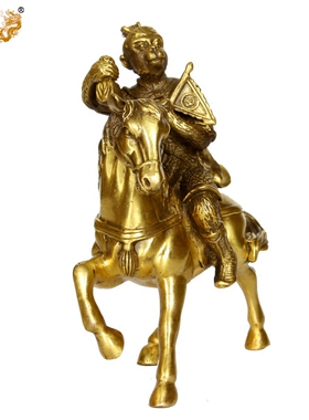 真古意马上封侯铜猴十二生肖摆件