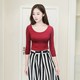 Spring and summer large round neck mid-sleeved T-shirt for women Modal slim black base shirt long-sleeved top tight long-sleeved