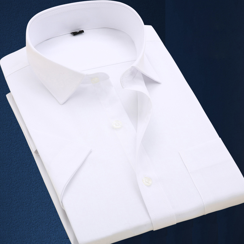 男士短袖白衬衫纯色长袖衬衣商务职业正装工作服宽松休闲黑寸蓝