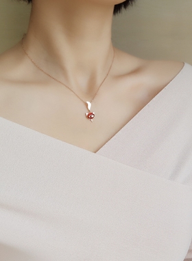 项链精致气质红色小狐狸14k金细