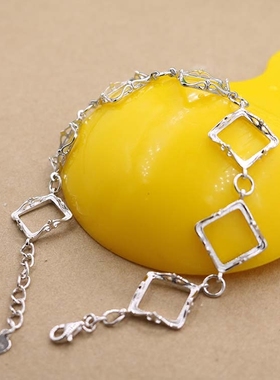 经典11小方格手链托925纯银琥珀