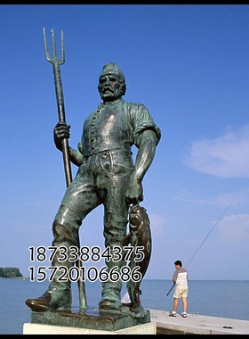玻璃钢园林景观渔民人物雕塑