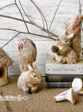 田园风草编森林系婚礼工艺摆件