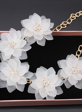新款夸张花朵女短款项链锁骨链