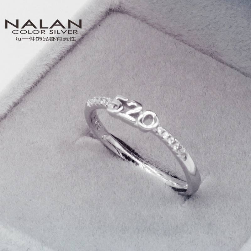 520女纯银情侣对戒一对学生食指戒 纳澜彩银戒指/指环