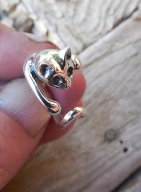 俏皮可爱小猫咪开口可调戒指