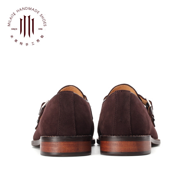 米莱特旗舰店英伦乐福鞋休闲男鞋韩版懒人一脚蹬真皮反绒皮鞋翻毛磨砂搭扣孟克2