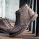 Giày bốt da nam bằng da retro retro ngắn ống da ngắn - Giày ống giày boots nam Giày ống