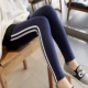 Quần legging xuân hè 2019 mới cho nữ mặc đồ mỏng chín điểm thể thao bên chân trắng quần tây Quần lửng ống rộng - Khởi động cắt