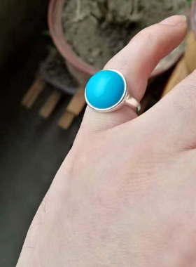 圆形戒指托纯银镶嵌南红水晶宝石