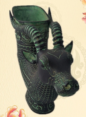 摆件牛头酒杯装饰品仿古青铜器