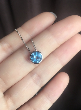 小肥珠宝蓝色简约风托帕石吊坠