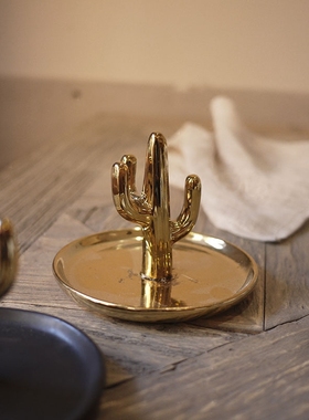 美国金色仙人掌多肉植物首饰架