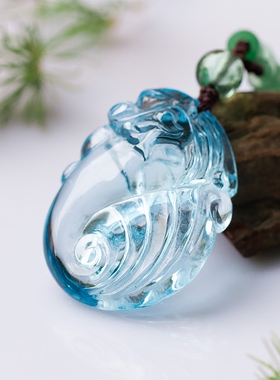 天然瑞士蓝证书托帕石吊坠