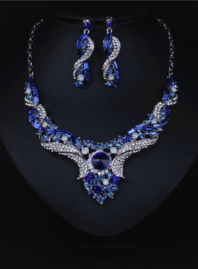 韩国水晶蓝宝石宴会百搭装饰项链