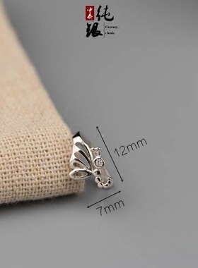 s925纯银镶水钻可爱蝴蝶吊坠夹扣托空托吊坠头5至7mm适用
