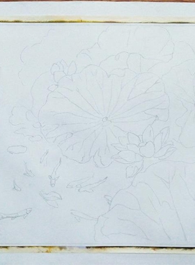 纯手绘锦鲤办公室餐厅壁画定制