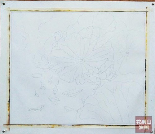 纯手绘荷花锦鲤九鱼油画定制装饰客厅玄关办公室卧餐厅壁画中式-图1