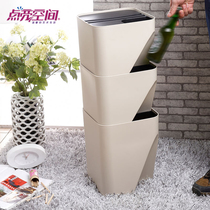 Creative Day Style Trash Can Living Room Small Number Superimposed Containing Bucket Covered Kitchen Square Trash Can