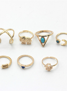 欧美风复古字母组合戒指