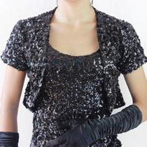 Performance Clothing Sparkling Sequin 100 Hitch Stage Performance Sequin Short Sleeve Jacket Shawl Stage Suit