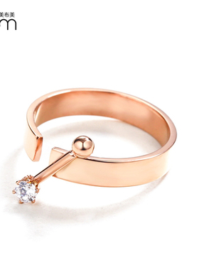 韩版简约时尚镶钻箭头开口钛钢镀玫瑰金色戒指情侣指环女款欧美