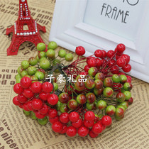 Emulated flower emulated fruit cherry DIY flower ring with flower brooch wrist flower festive sugar box decorative material 20 roots